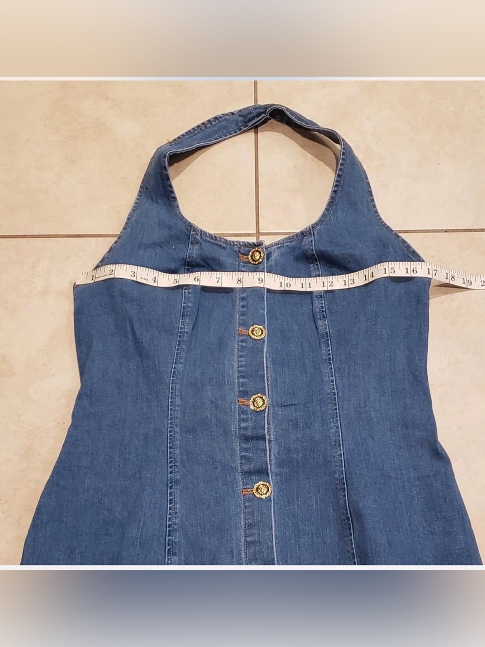 Commense Denim Halter-Front Maxi Dress - Picture 6 of 8